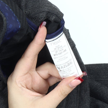 Next Signature Men's Grey Wool Blend Dress Pants 32S Slim Fit