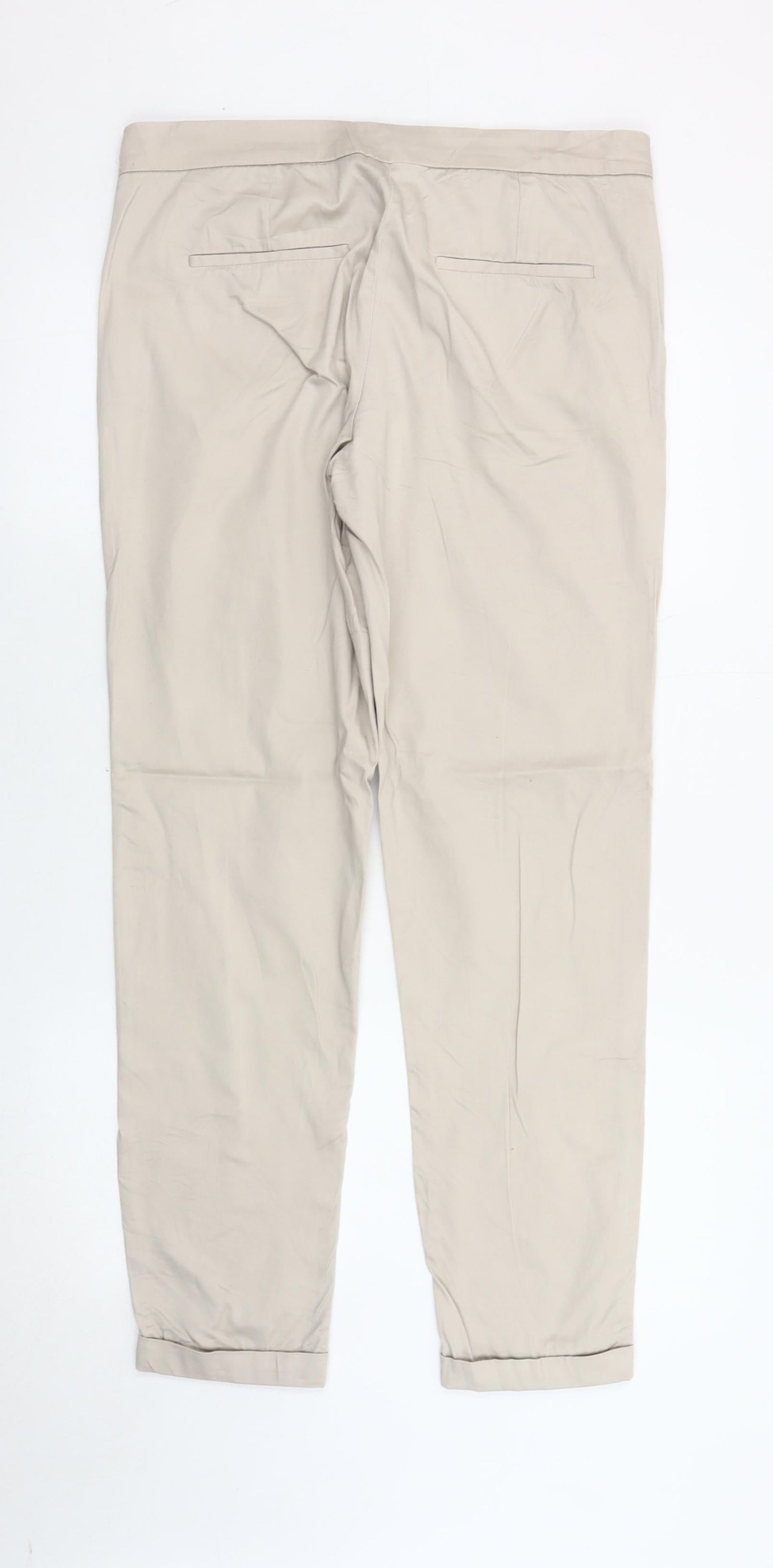 Mango Women Beige Chino Slim Fit Trousers Size 12 Cotton Blend