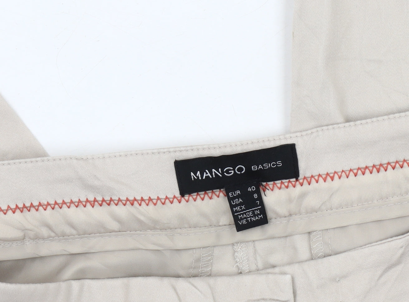 Mango Women Beige Chino Slim Fit Trousers Size 12 Cotton Blend