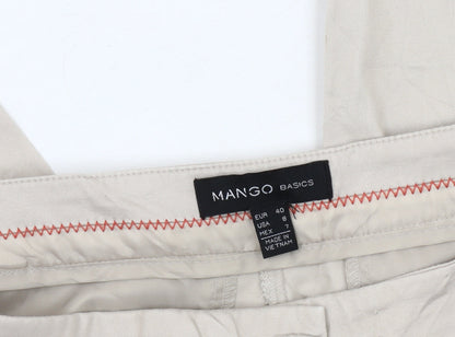 Mango Women Beige Chino Slim Fit Trousers Size 12 Cotton Blend