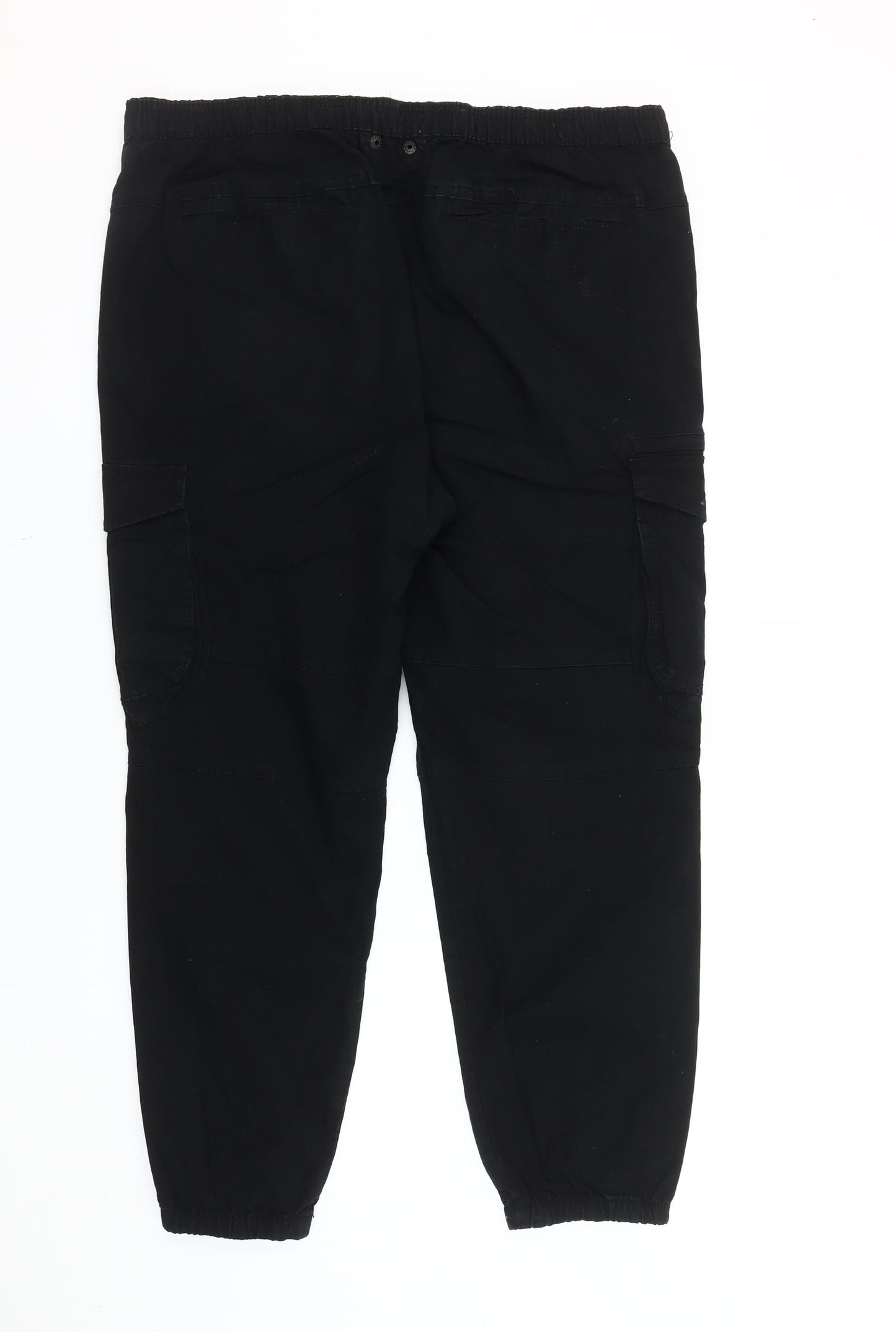 Pull&Bear Men’s Black Cargo Trousers XL Cotton Blend Casual