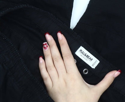 Pull&Bear Men’s Black Cargo Trousers XL Cotton Blend Casual