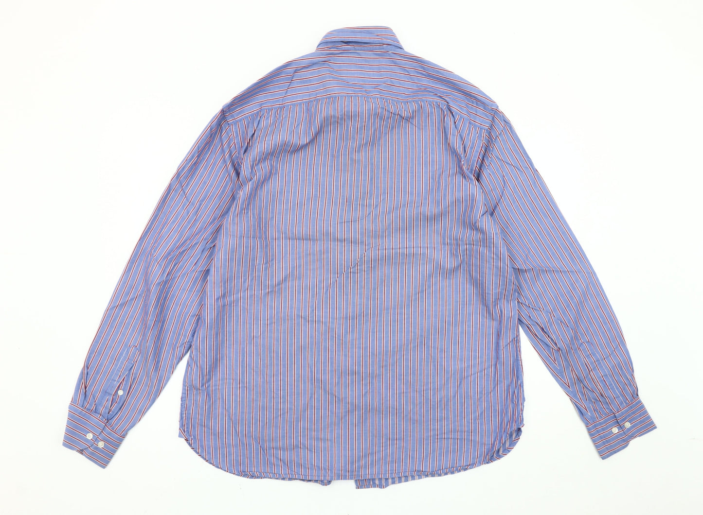 Blazer Mens Blue Striped Cotton Long Sleeve Button-Up Shirt L