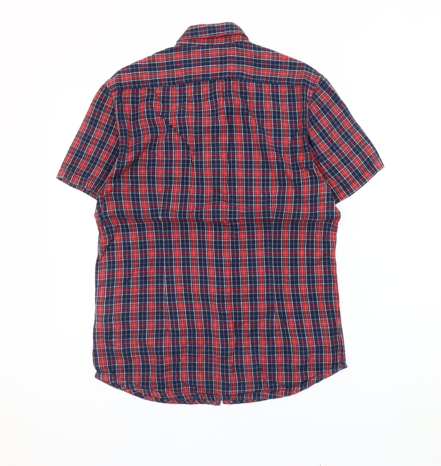 Burton Menswear London Men’s Red Blue Plaid Short Sleeve Shirt S