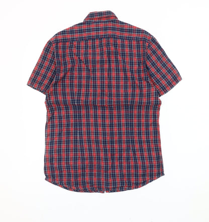Burton Menswear London Men’s Red Blue Plaid Short Sleeve Shirt S