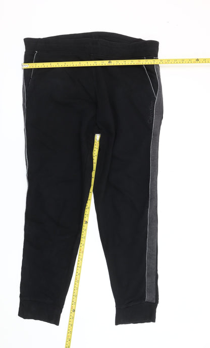 Calvin Klein Mens Black Jogger Trousers Size L Fleece Tapered