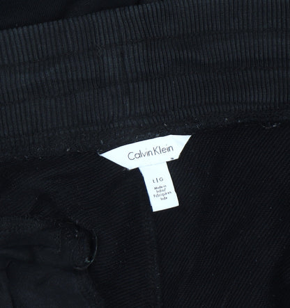 Calvin Klein Mens Black Jogger Trousers Size L Fleece Tapered