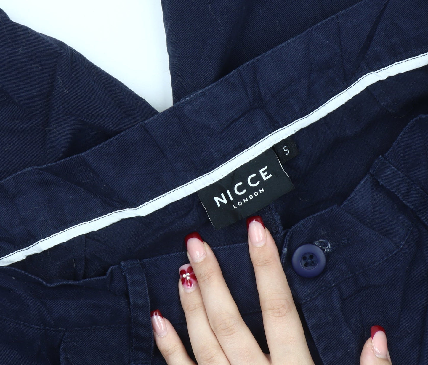 Nicce London Mens Blue Chino Shorts Size S Cotton Casual