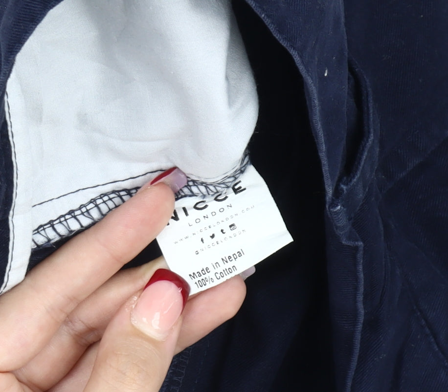 Nicce London Mens Blue Chino Shorts Size S Cotton Casual