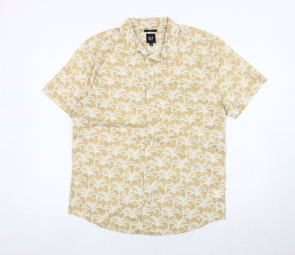 GAP Men’s Beige Slim Fit Hawaiian Beach Short Sleeve Shirt M