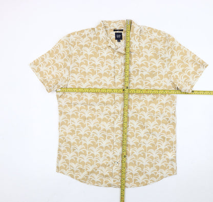 GAP Men’s Beige Slim Fit Hawaiian Beach Short Sleeve Shirt M