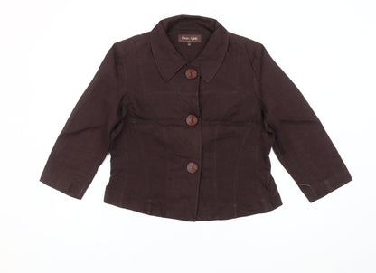 Phase Eight Women’s Brown Linen Suit Jacket Size 14 Three-Button