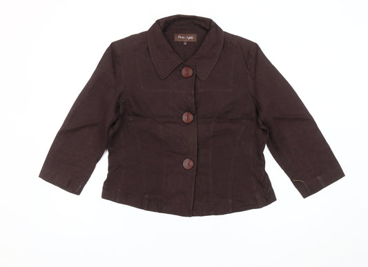 Phase Eight Women’s Brown Linen Suit Jacket Size 14 Three-Button