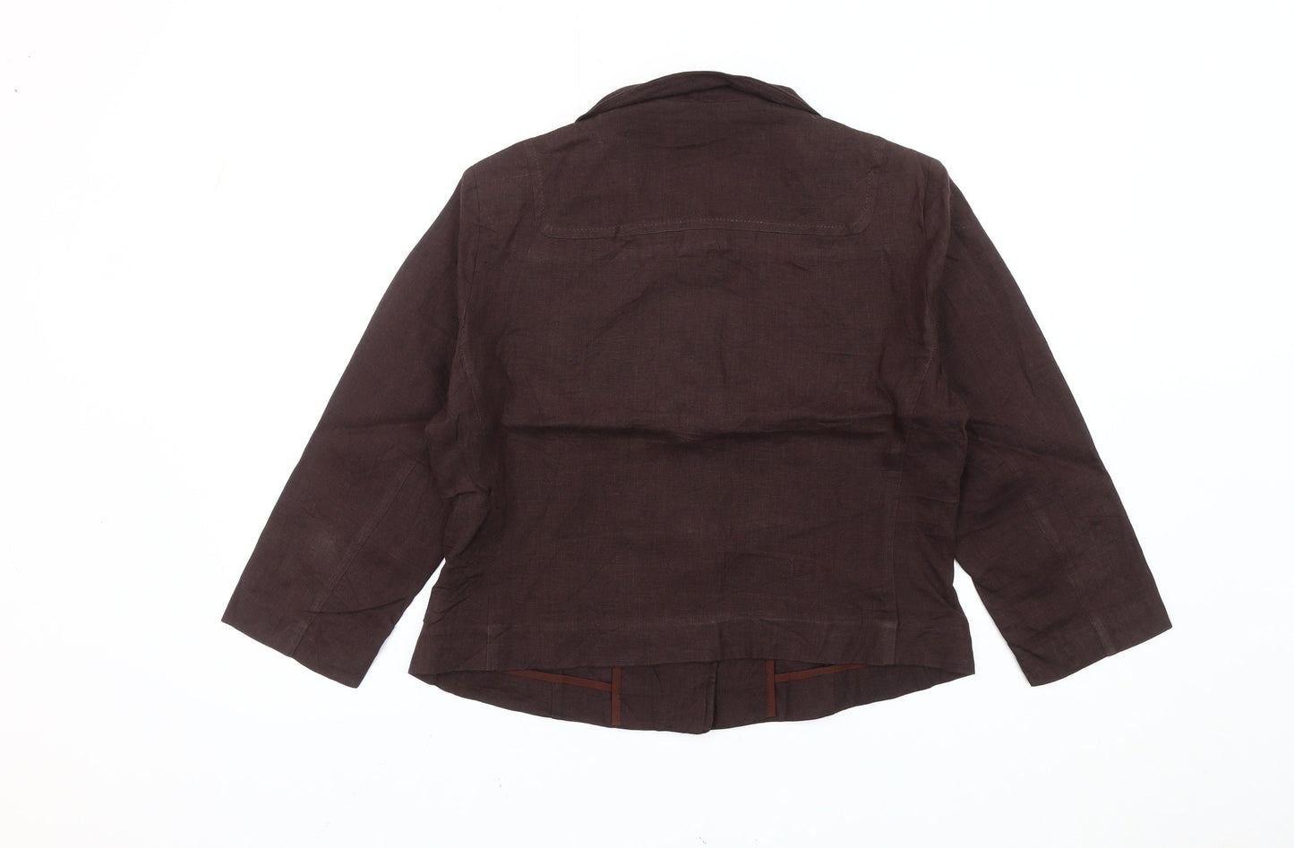 Phase Eight Women’s Brown Linen Suit Jacket Size 14 Three-Button