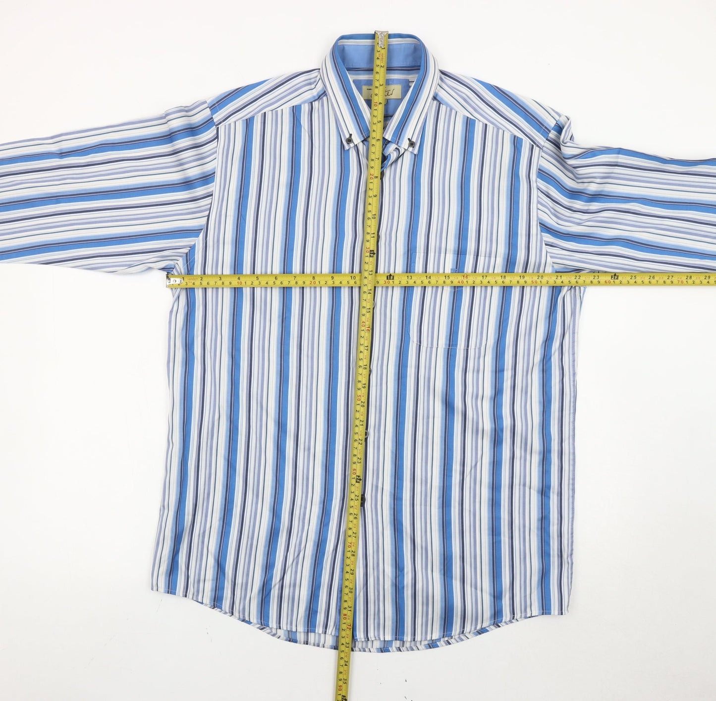 Daniel Grahame Drifter Mens Blue Striped Long Sleeve Cotton Shirt L 44in