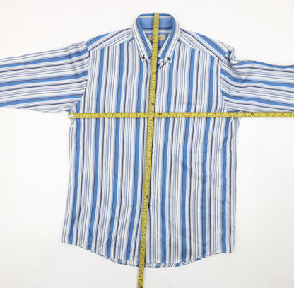Daniel Grahame Drifter Mens Blue Striped Long Sleeve Cotton Shirt L 44in