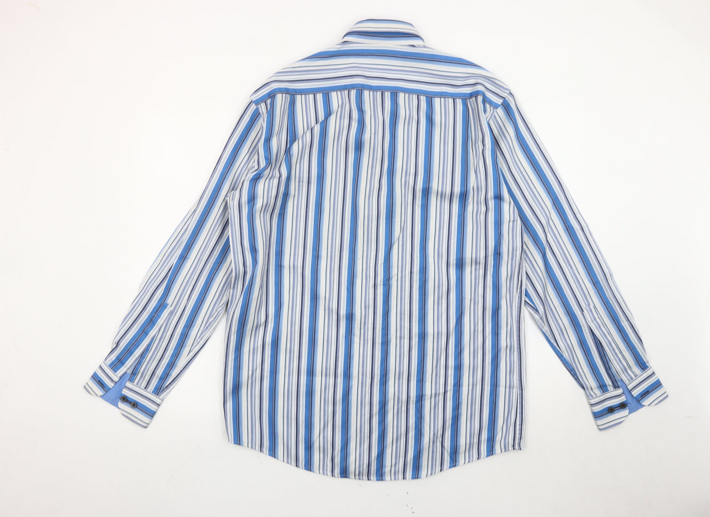 Daniel Grahame Drifter Mens Blue Striped Long Sleeve Cotton Shirt L 44in