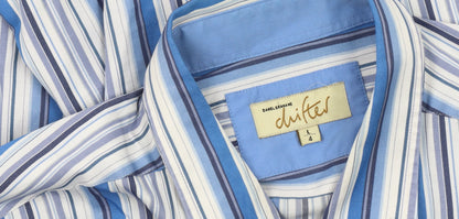 Daniel Grahame Drifter Mens Blue Striped Long Sleeve Cotton Shirt L 44in