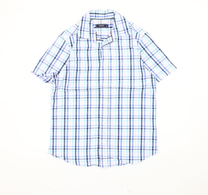 Maine New England Men's Blue Check Short Sleeve Cotton Shirt S