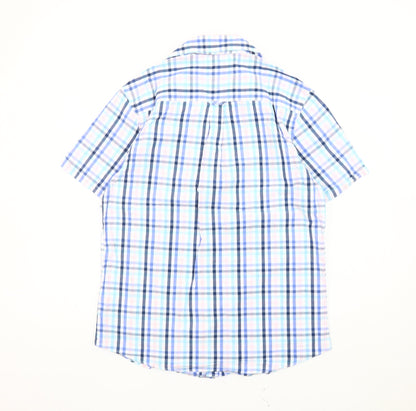 Maine New England Men's Blue Check Short Sleeve Cotton Shirt S
