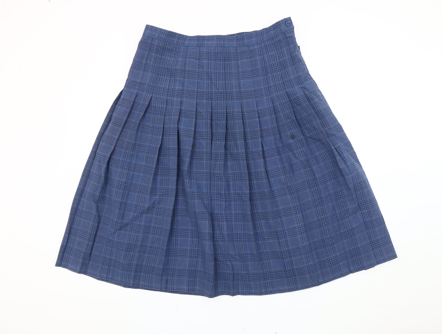 Honor Millburn Women's Blue Checked Pleated Knee Skirt Size 16