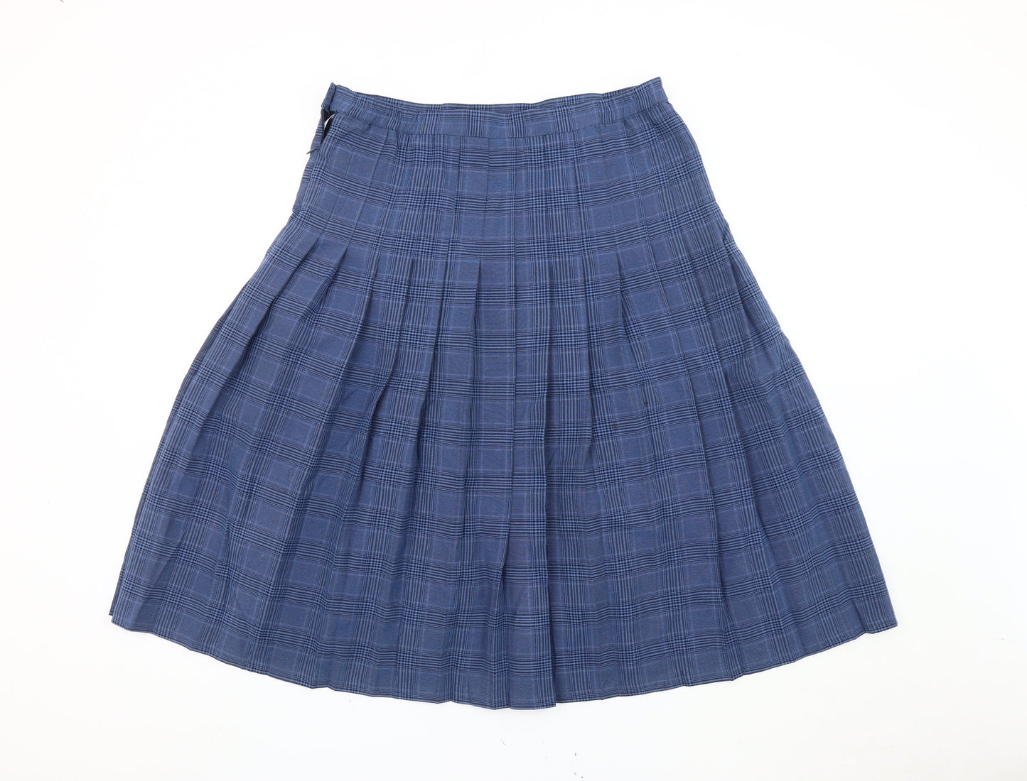 Honor Millburn Women's Blue Checked Pleated Knee Skirt Size 16