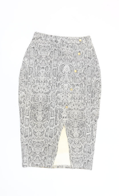 ASOS Women Grey Snake Print Pencil Skirt Size 10 High Rise
