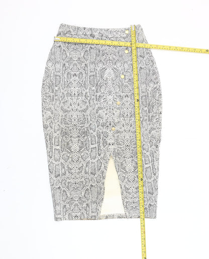 ASOS Women Grey Snake Print Pencil Skirt Size 10 High Rise
