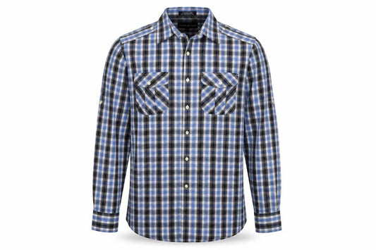 Front view of Beverly Hills Polo Club Men’s Blue Checked Long Sleeve Shirt L