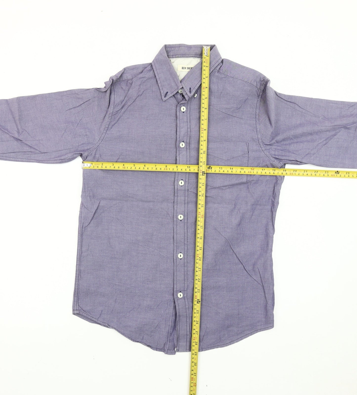 Ben Sherman Men’s Purple Button-Down Shirt Size S Cotton Long Sleeve