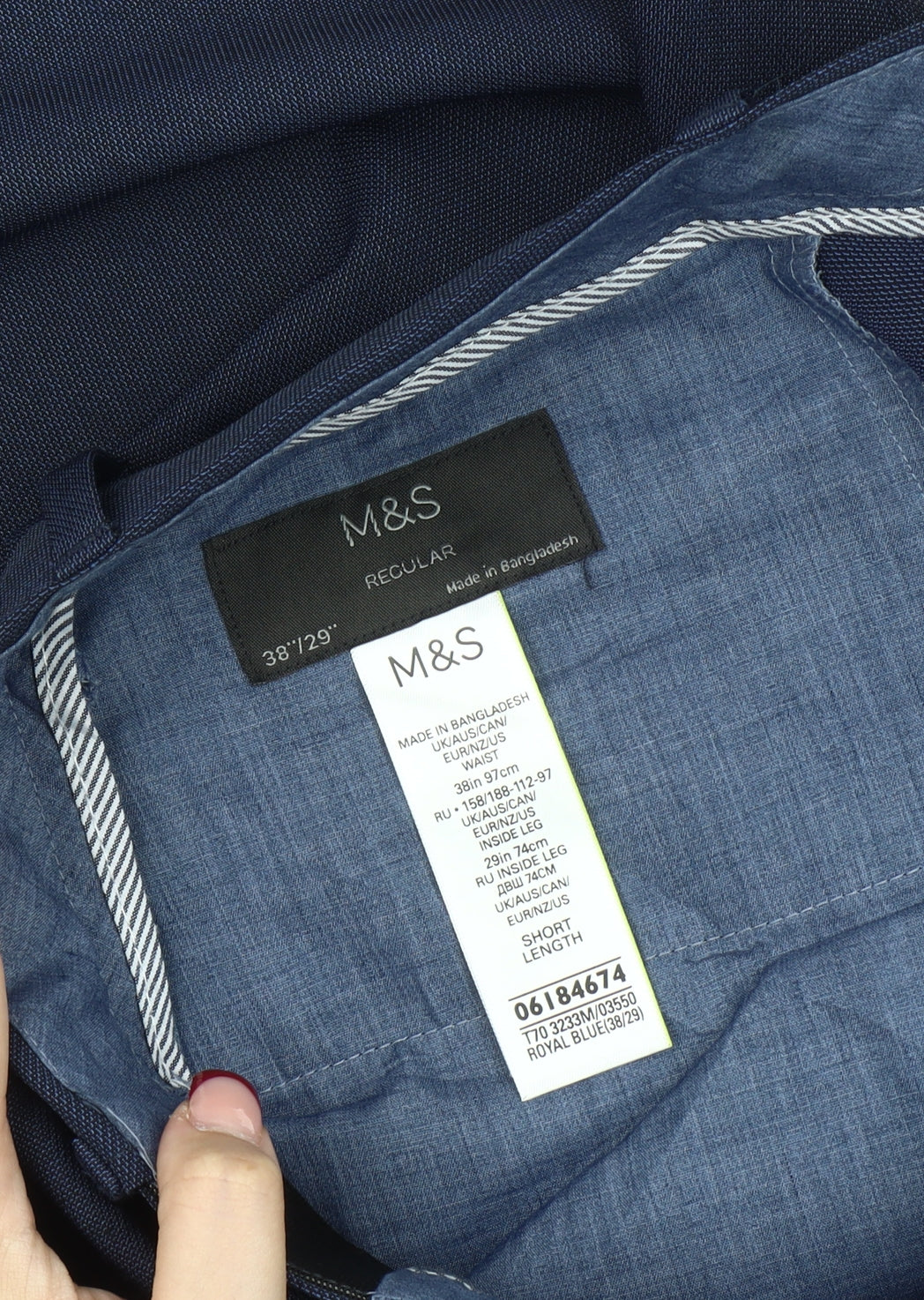 Marks and Spencer Men’s Blue 38x29 Regular Fit Dress Pants