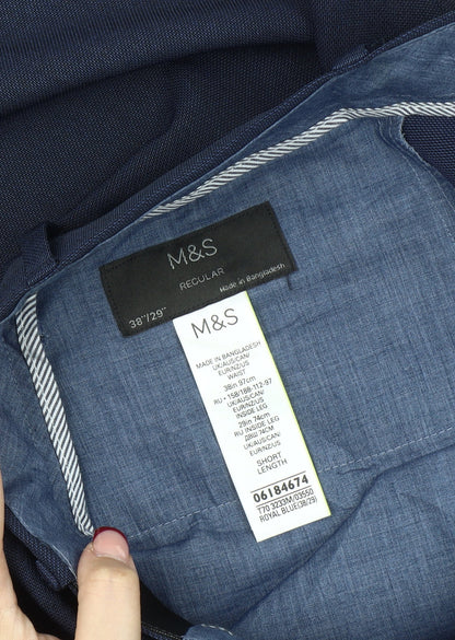 Marks and Spencer Men’s Blue 38x29 Regular Fit Dress Pants