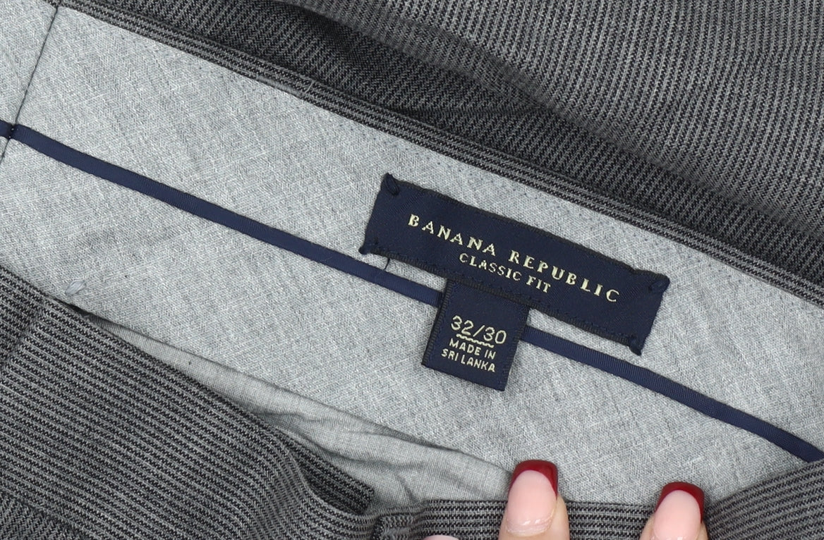 Banana Republic Men’s Grey Classic Fit Wool Blend Dress Trousers 32x30