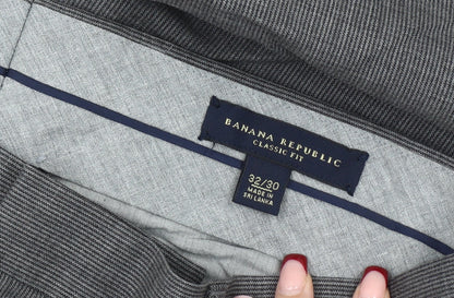 Banana Republic Men’s Grey Classic Fit Wool Blend Dress Trousers 32x30
