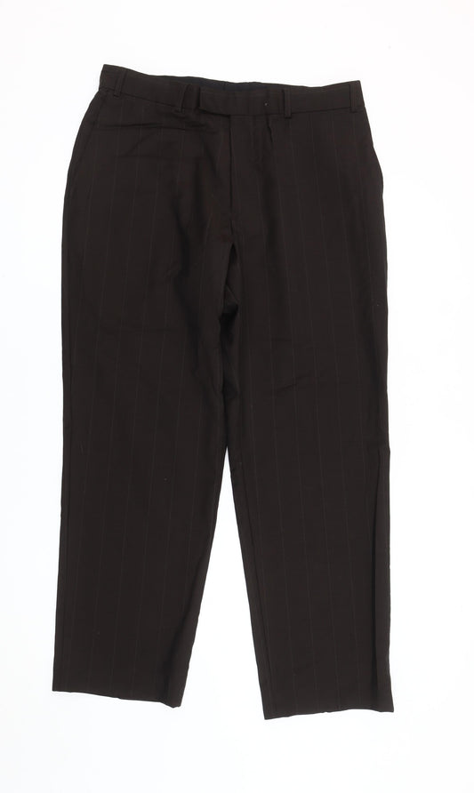 Ben Sherman Vintage Men's Black Pinstripe Wool Dress Trousers Size 36R