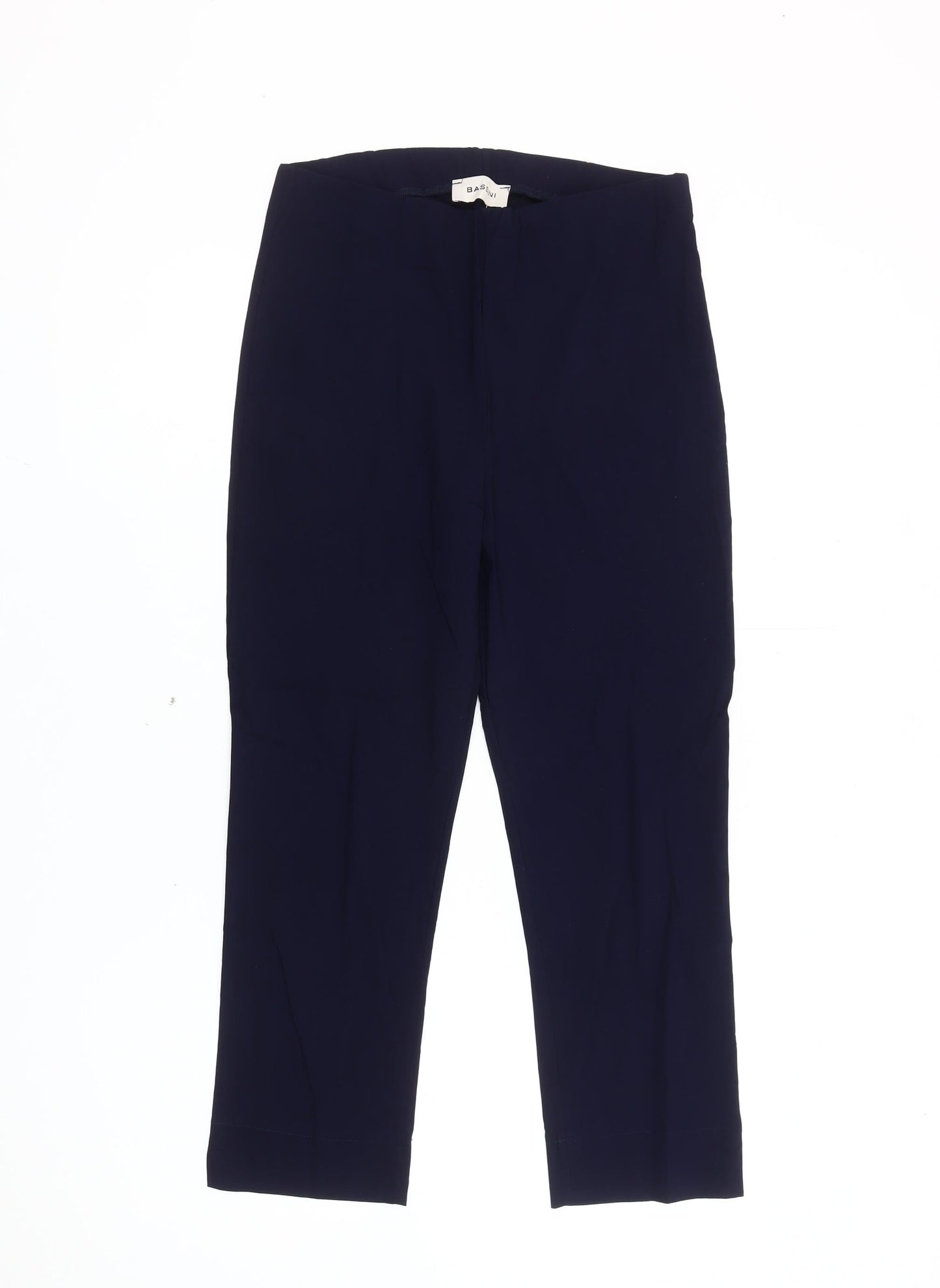 Bassini Womens Blue Size 12 Cropped Straight Stretch Trousers