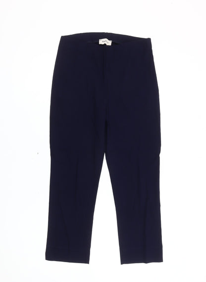 Bassini Womens Blue Size 12 Cropped Straight Stretch Trousers