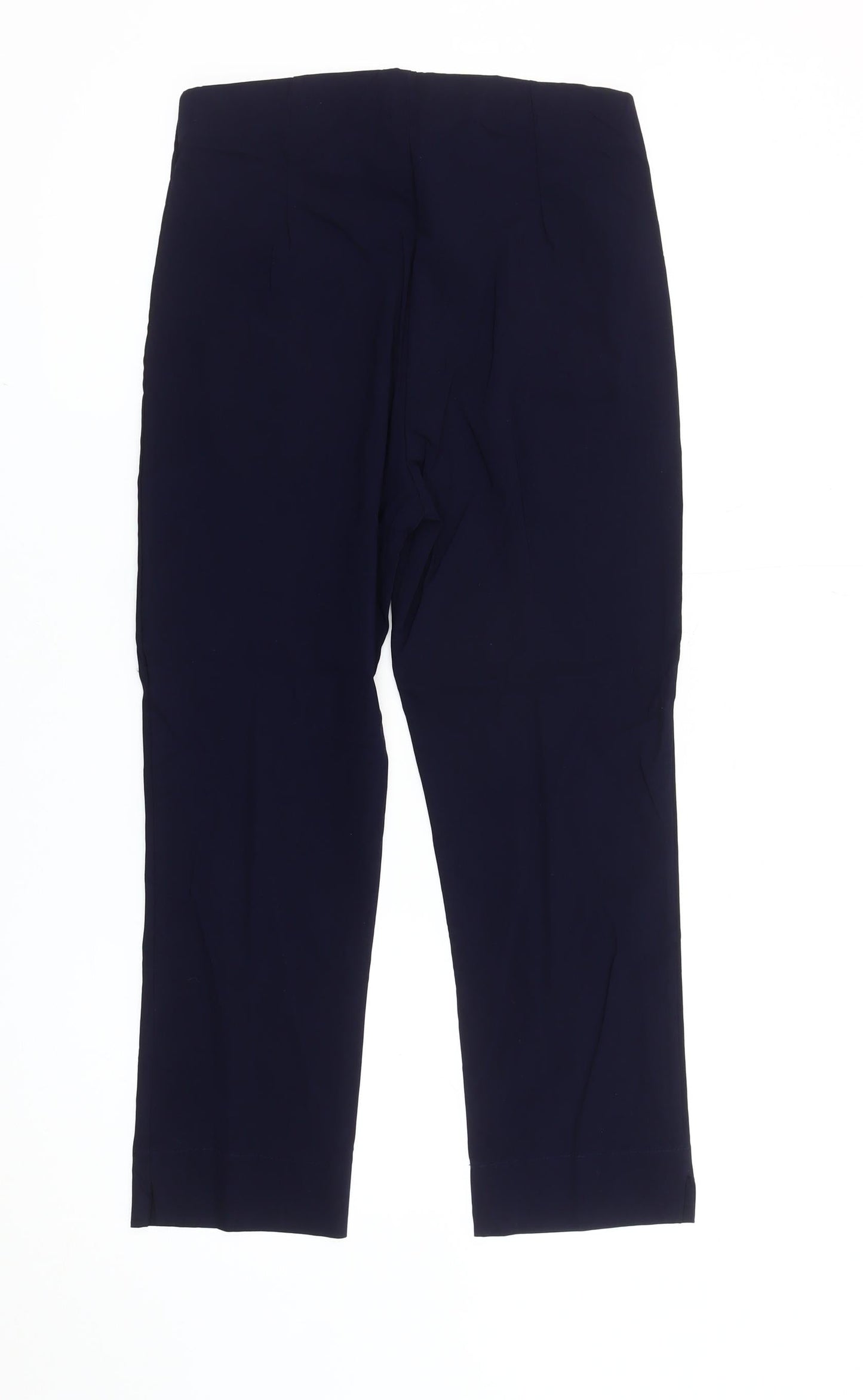 Bassini Womens Blue Size 12 Cropped Straight Stretch Trousers