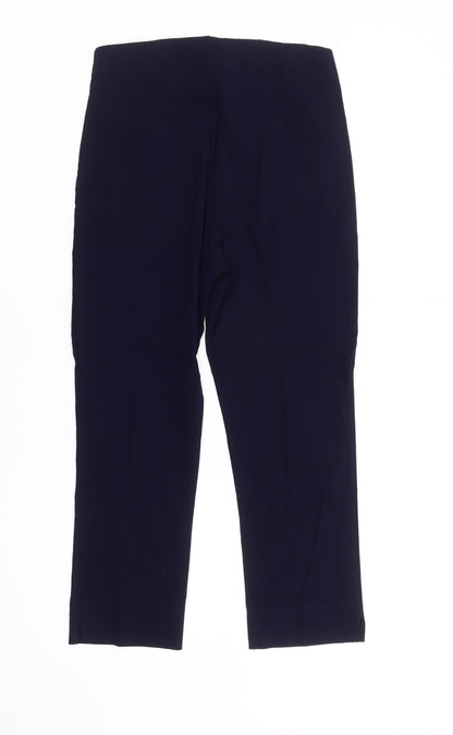 Bassini Womens Blue Size 12 Cropped Straight Stretch Trousers