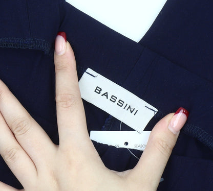 Bassini Womens Blue Size 12 Cropped Straight Stretch Trousers