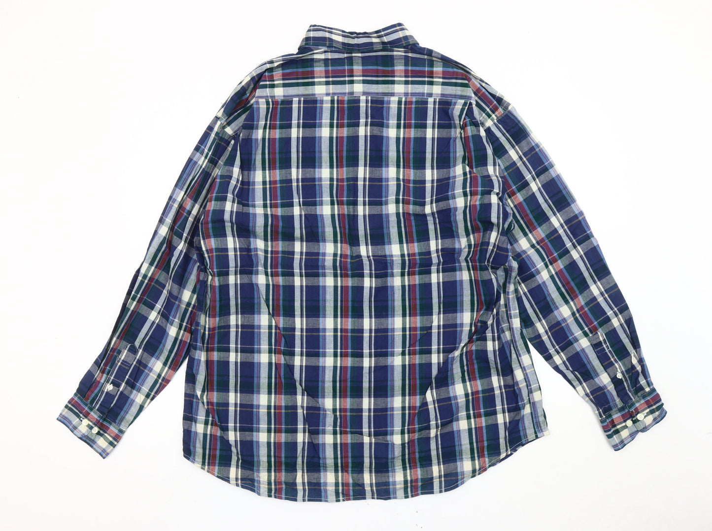 Dockers Men Blue Plaid Cotton Button-Up Shirt L Long Sleeve