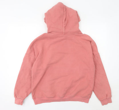 Champion Womens Pink Medium Pullover Hoodie Embroidered Logo Cotton