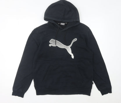 Puma Womens Black Hoodie Size 14 Logo Pullover Sweatshirt