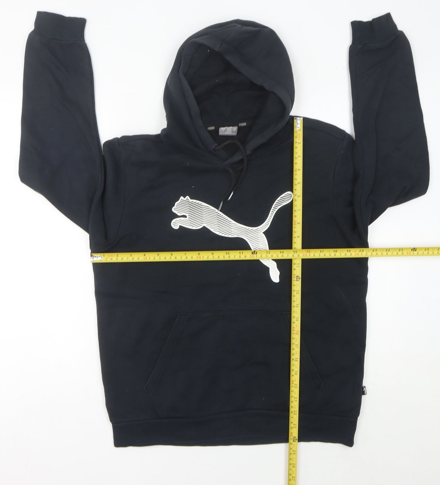 Puma Womens Black Hoodie Size 14 Logo Pullover Sweatshirt