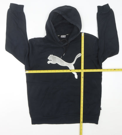 Puma Womens Black Hoodie Size 14 Logo Pullover Sweatshirt