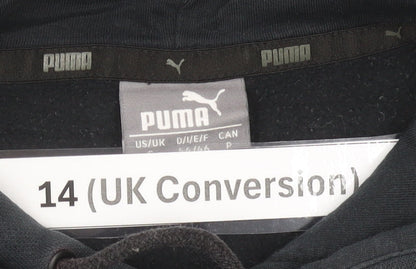 Puma Womens Black Hoodie Size 14 Logo Pullover Sweatshirt