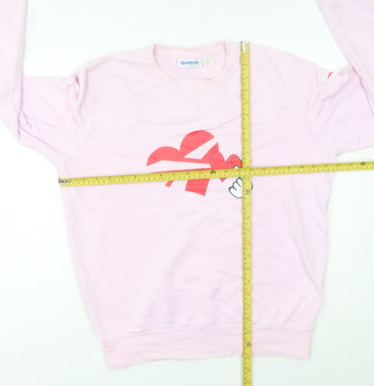 Reebok Women’s Pink Sweatshirt UK 10 Pullover Crew Neck Logo Print