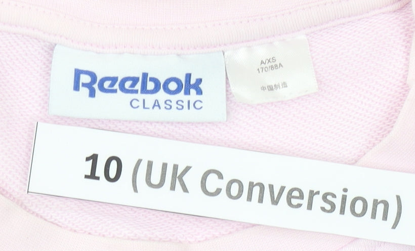 Reebok Women’s Pink Sweatshirt UK 10 Pullover Crew Neck Logo Print