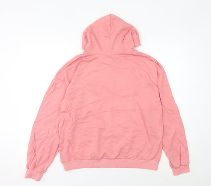 Adidas Womens Pink Pullover Hoodie UK 16 Logo Print Casual Sweatshirt