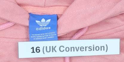 Adidas Womens Pink Pullover Hoodie UK 16 Logo Print Casual Sweatshirt